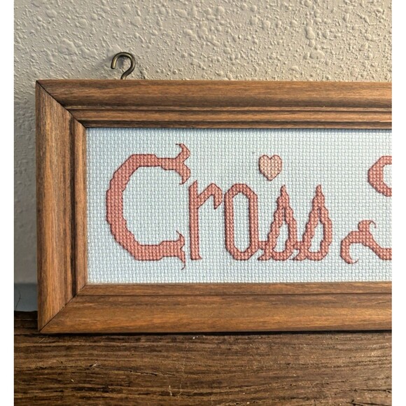 Vintage Cross Stitch "Cross Stitcher" Framed and Completed 13.75X4.75 Inches - Picture 2 of 8